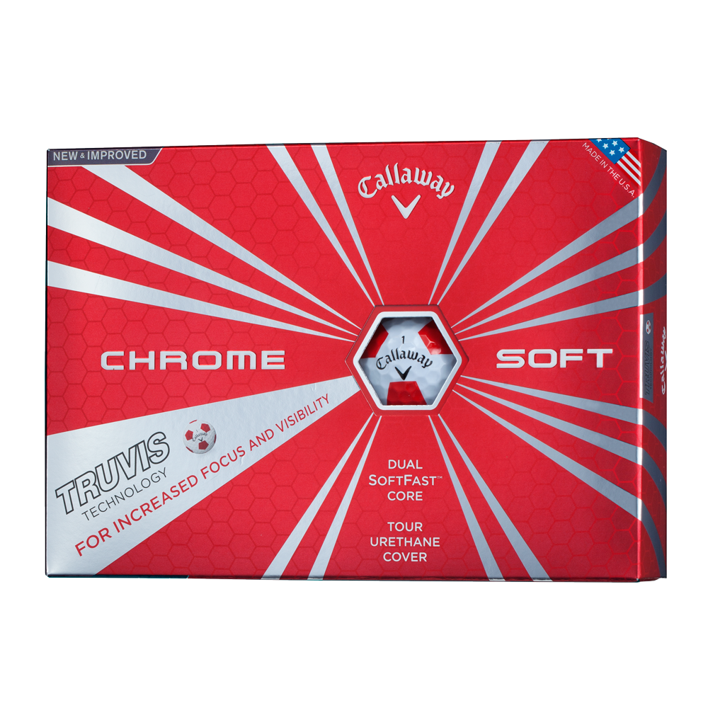 訳有り!キャロウェイ CHROME SOFT TRUVIS イエロー 1ダース ゴルフボール クロムソフト トゥルービス Callaway USモデル 箱潰れだけで激安 Callaway Chrome Soft Tru Track Golf Balls - Yellow