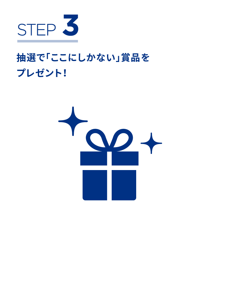 STEP3抽選で「ここにしかない」賞品をプレゼント!