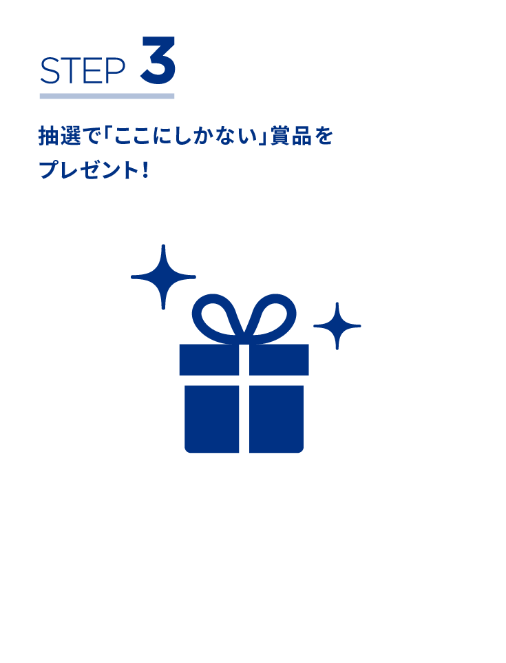 STEP3抽選で「ここにしかない」賞品をプレゼント!
